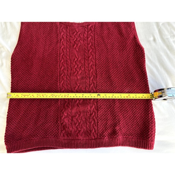 WORTHINGTON M Red Cable Knit Vest Ramie Cotton Vintage Medium Christmas Festive - Picture 6 of 10